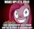 Size: 3000x2500 | Tagged: safe, artist:zeffdakilla, pinkie pie, earth pony, pony, fanfic:cupcakes, 2011, bust, caption, crazy face, creepy, cupcake, faic, female, food, grin, horse meat, implied murder, implied rainbow dash, insanity, looking at you, mare, meat, pinkamena diane pie, red background, simple background, sinister smile, smiling, smiling at you, solo, text, tray, wake up
