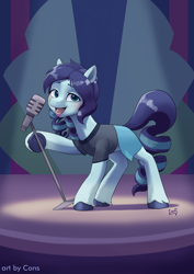 Size: 2480x3508 | Tagged: safe, artist:pwnagespartan, coloratura, earth pony, pony, g4, high res, microphone, microphone stand, solo