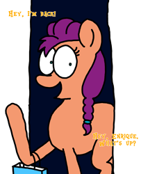 Size: 3023x3351 | Tagged: safe, artist:professorventurer, sunny starscout, earth pony, pony, series:ask pippamena: bonus content, g5, bag, door, high res, night, shopping bag