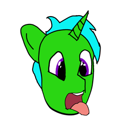 Size: 1280x1280 | Tagged: safe, artist:joeydr, oc, oc only, oc:green byte, pony, hot, newbie artist training grounds, simple background, solo, tongue out, white background