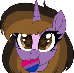 Size: 2148x2132 | Tagged: safe, artist:muhammad yunus, artist:riouku, artist:starshade, oc, oc only, oc:princess kincade, alicorn, pony, base used, bisexual, bisexual pride flag, cute, female, heart, high res, looking at you, mare, medibang paint, ocbetes, pride, pride flag, simple background, smiling, smiling at you, solo, starry eyes, transparent background, wingding eyes