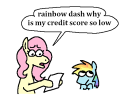 Size: 411x323 | Tagged: safe, artist:punkittdev, fluttershy, rainbow dash, pegasus, pony, g4, comic, dialogue, duo, duo female, female, fraud, hoof hold, oh no, open mouth, paper, simple background, speech bubble, text, this will end in death, white background
