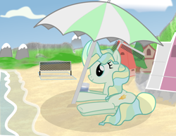 Size: 1950x1507 | Tagged: artist needed, safe, vapor trail, pegasus, pony, g4, beach, beach umbrella, female, mare, solo