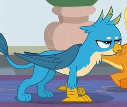 Size: 562x475 | Tagged: safe, screencap, gallus, smolder, dragon, griffon, g4, school daze, season 8, cropped, female, male, school of friendship