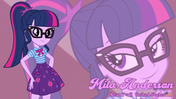 Size: 3410x1920 | Tagged: safe, artist:edy_january, artist:twilirity, edit, edited screencap, screencap, sci-twi, twilight sparkle, human, equestria girls, g4, alternate name, clothes, female, geode of telekinesis, hand on hip, looking at you, magical geodes, sci-twi skirt, skirt, smiling, smiling at you, smirk, solo, vector used