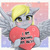Size: 800x800 | Tagged: safe, artist:lailyren, part of a set, derpy hooves, pegasus, pony, g4, :3, abstract background, blushing, cute, derpabetes, envelope, female, heart, heart eyes, heart pillow, looking at you, mare, misspelling, pillow, smiling, solo, spread wings, wingding eyes, wings