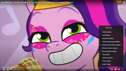 Size: 1920x1080 | Tagged: safe, screencap, pipp petals, pegasus, pony, bridlewoodstock (tell your tale), g5, my little pony: tell your tale, spoiler:g5, spoiler:my little pony: tell your tale, spoiler:tyts01e55, female, language, mare, menu, microphone, youtube, youtube link