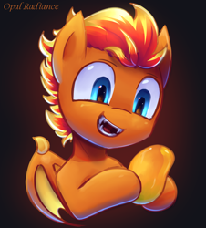 Size: 2570x2840 | Tagged: safe, artist:opal_radiance, oc, oc:fireheart(fire), bat, bat pony, pony, bat pony oc, fangs, food, high res, mango, solo