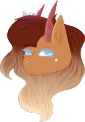 Size: 2004x2878 | Tagged: safe, artist:thecommandermiky, oc, oc only, oc:trystan, deer, deer pony, original species, blue eyes, bust, deer oc, female, happy, high res, horn, lineless, mare, non-pony oc, simple background, solo, transparent background