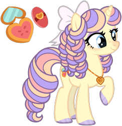 Size: 1621x1667 | Tagged: safe, artist:strawberry-spritz, oc, oc only, pony, unicorn, bow, female, hair bow, magical lesbian spawn, mare, offspring, parent:applejack, parent:rarity, parents:rarijack, simple background, solo, transparent background