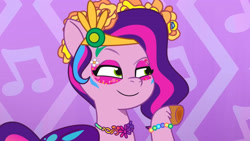 Size: 3072x1727 | Tagged: safe, screencap, pipp petals, pegasus, pony, bridlewoodstock (tell your tale), g5, my little pony: tell your tale, spoiler:g5, spoiler:my little pony: tell your tale, spoiler:tyts01e55, eyebrows, female, mare, raised eyebrow, smiling, solo