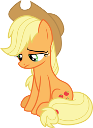 Size: 3000x4091 | Tagged: safe, artist:cloudy glow, applejack, earth pony, pony, g4, hearthbreakers, .ai available, female, mare, simple background, solo, teary eyes, transparent background, vector