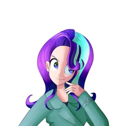 Size: 1200x1200 | Tagged: safe, artist:andromedasparkz, starlight glimmer, human, g4, clothes, female, humanized, simple background, solo, white background