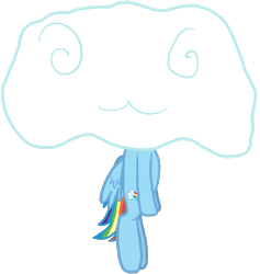 Size: 2839x3000 | Tagged: safe, artist:wissle, rainbow dash, pegasus, pony, g4, atg 2023, cloud, crash, female, high res, mare, newbie artist training grounds, rainbow crash, simple background, solo, stuck, stuck in a cloud, transparent background