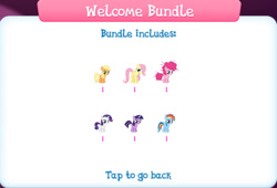 Size: 1261x858 | Tagged: safe, gameloft, applejack, fluttershy, pinkie pie, rainbow dash, rarity, twilight sparkle, earth pony, pegasus, pony, unicorn, g4, my little pony: magic princess, bundle, collection, english, female, filly, filly applejack, filly fluttershy, filly pinkie pie, filly rainbow dash, filly rarity, filly twilight sparkle, foal, folded wings, group, horn, mane six, mare, mobile game, numbers, spread wings, text, wings, younger