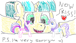 Size: 488x277 | Tagged: safe, artist:makise_homura, derpibooru exclusive, rarity, twilight sparkle, oc, oc:ducky ink, alicorn, pony, unicorn, g4, 1000 hours in ms paint, meme, now kiss, shipping