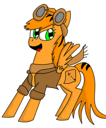 Size: 900x1087 | Tagged: safe, artist:tigerpegasus, oc, oc only, oc:tiger, pegasus, pony, clothes, goggles, simple background, solo, transparent background, vest