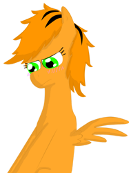 Size: 900x1204 | Tagged: safe, artist:tigerpegasus, oc, oc only, oc:tiger, pegasus, pony, blushing, simple background, solo, transparent background