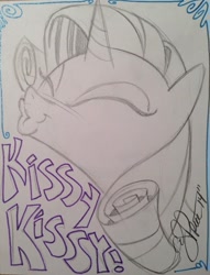 Size: 694x910 | Tagged: safe, artist:andy price, rarity, pony, unicorn, g4, cute, kissy face, puckered lips, purple hair, raribetes, traditional art