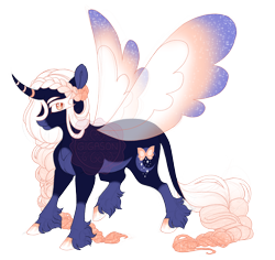 Size: 3500x3300 | Tagged: safe, artist:gigason, oc, oc only, oc:moon powder, alicorn, pony, braid, curved horn, female, high res, horn, mare, obtrusive watermark, simple background, solo, transparent background, unshorn fetlocks, watermark
