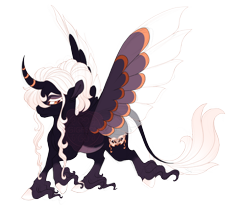 Size: 4200x3500 | Tagged: safe, artist:gigason, oc, oc only, oc:masquerade, alicorn, classical unicorn, pony, colored wings, curved horn, female, horn, leonine tail, mare, multicolored wings, simple background, solo, transparent background, unshorn fetlocks, wings
