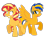 Size: 1032x774 | Tagged: safe, artist:mlpfan3991, sunset shimmer, oc, oc:flare spark, pegasus, pony, unicorn, g4, blushing, female, lesbian, ship:flareset, shipping, simple background, spanked, spanking, tail, tail aside, tongue out, transparent background, wings, wingspank