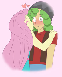 Size: 1280x1578 | Tagged: safe, artist:daichigatari, fluttershy, sandalwood, human, equestria girls, g4, blushing, duo, female, kissing, male, sandalshy, shipping, straight