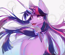 Size: 4180x3575 | Tagged: safe, artist:mashiro, twilight sparkle, pony, g4, ai hoshino, crossover, female, horn, human lips, mare, oshi no ko, simple background, solo, song, twi hoshino, white background