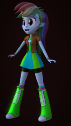 Size: 1080x1920 | Tagged: safe, artist:palmman529, rainbow dash, human, equestria girls, g4, 3d, alternate clothes, armband, blender, boots, clothes, female, shoes, socks, solo