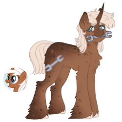 Size: 1000x1000 | Tagged: safe, artist:kazmuun, silver spanner, pony, unicorn, series:kazmuun's drawing every pony, g4, alternate design, beanbrows, chest fluff, coat markings, colored eartips, colored eyelashes, colored hooves, dappled, dorsal stripe, eyebrows, eyebrows visible through hair, female, gradient horn, gradient legs, hooves, horn, leg fluff, mare, mouth hold, multicolored eyes, redesign, screencap reference, shoulder fluff, simple background, solo, standing, teal eyelashes, transparent background, unshorn fetlocks, white pupils, wrench