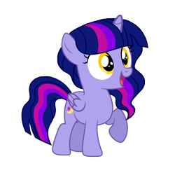 Size: 2400x2400 | Tagged: safe, artist:motownwarrior01, derpibooru exclusive, oc, oc only, oc:princess evening star, alicorn, pony, base used, cute, female, filly, foal, high res, horn, offspring, parent:night light, parent:twilight sparkle, parents:twinight, product of incest, simple background, solo, transparent background, wings