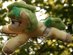 Size: 2923x2192 | Tagged: safe, artist:bastler, oc, oc only, oc:nettle vienna, earth pony, pony, female, high res, irl, leaves, mare, photo, plushie, solo