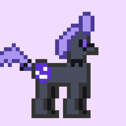 Size: 512x512 | Tagged: safe, artist:hexals, oc, oc:hexaline equeeb, unicorn, collar, glasses, pink background, pixel art, purple eyes, purple mane, simple background, solo, tail, tail wrap