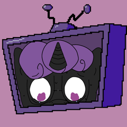 Size: 1200x1200 | Tagged: safe, artist:hexals, oc, oc only, oc:hexaline equeeb, pony, unicorn, 1000 hours in ms paint, bags under eyes, glasses, pizza tower, purple background, purple eyes, purple mane, simple background, solo, sweat