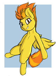 Size: 5154x6963 | Tagged: safe, artist:simplesaemple, spitfire, pegasus, pony, g4, absurd resolution, bipedal, looking at you, simple background, solo, spread wings, wings