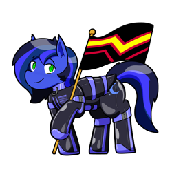 Size: 736x736 | Tagged: safe, artist:defilerzero, oc, oc only, oc:guard cobalt flash, bat pony, commission, fireheart76's latex suit design, flag, latex, latex suit, pride, pride flag, prisoners of the moon, rubber, rubber suit, simple background, solo, transparent background, ych result