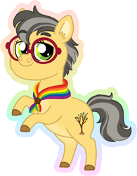 Size: 2194x2808 | Tagged: safe, artist:queenderpyturtle, oc, earth pony, pony, chibi, female, glasses, high res, mare, pride flag, simple background, solo, transparent background