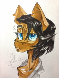 Size: 1642x2160 | Tagged: safe, artist:tlen borowski, oc, oc only, pony, bust, chest fluff, colored sketch, piercing, sketch, solo, traditional art