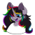 Size: 700x700 | Tagged: safe, artist:woofpoods, oc, oc only, oc:strobestress, unicorn, anthro, clothes, ear piercing, gauges, happy, multicolored hair, piercing, purple tongue, rainbow hair, shirt, simple background, smiling, solo, t-shirt, transparent background, vtuber