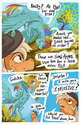 Size: 2000x3092 | Tagged: safe, artist:seventozen, applejack, rainbow dash, pony, comic:the problem of parthus, g4, apple, comic, food, high res, tree, zap apple