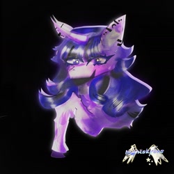 Size: 1440x1440 | Tagged: source needed, useless source url, safe, artist:nightskyees, oc, oc only, hybrid, pony, unicorn, black background, drawing, original art, original character do not steal, simple background, solo