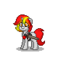 Size: 400x400 | Tagged: safe, oc, oc only, pony, unicorn, fanfic:the centurion project, pony town, happy, simple background, solo, sword, transparent background, weapon