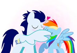 Size: 2300x1603 | Tagged: safe, artist:mlplary6, rainbow dash, soarin', pegasus, pony, g4, blushing, boyfriend and girlfriend, duo, eyes closed, female, floating heart, heart, kiss on the lips, kissing, male, mare, ship:soarindash, shipping, simple background, stallion, straight, transparent background, vector