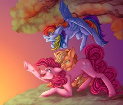 Size: 4000x3402 | Tagged: safe, artist:rinacheshireart, applejack, pinkie pie, rainbow dash, earth pony, pegasus, pony, g4, concave belly, face down ass up, female, mare, ribs, skinny, sternocleidomastoid, thin, trio