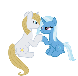 Size: 1468x1436 | Tagged: safe, artist:brightstar40k, prince blueblood, trixie, pony, unicorn, g4, duo, female, male, ship:bluetrix, shipping, simple background, straight, white background