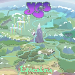 Size: 808x808 | Tagged: safe, anonymous artist, album cover, album parody, equestria, map of equestria, no pony, progressive rock, roger dean, yes (band)