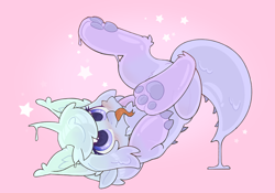 Size: 3964x2780 | Tagged: safe, artist:dorkmark, oc, oc only, pony, unicorn, :p, chibi, commission, cute, gradient background, high res, silly, slime, solo, stars, tongue out, ych result