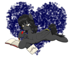 Size: 2048x1600 | Tagged: safe, artist:wojtek-ツ, derpibooru exclusive, oc, oc only, oc:eclipse, pegasus, pony, book, caption, diary, digital art, female, heart, image macro, journal, mare, quill, simple background, solo, stick pony, text, torn page, transparent background, wing hands, wing hold, wing writing, wings, writing