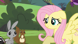 Size: 1920x1080 | Tagged: safe, fluttershy, oc, oc:jfrxd, pegasus, pony, animal, animated, ear piercing, gif, not blackjack, piercing, show accurate, wip