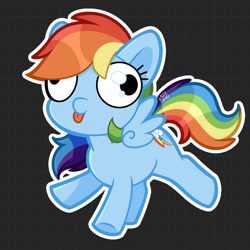 Size: 1280x1280 | Tagged: safe, artist:cloud-fly, rainbow dash, pegasus, pony, g4, chibi, derp, solo